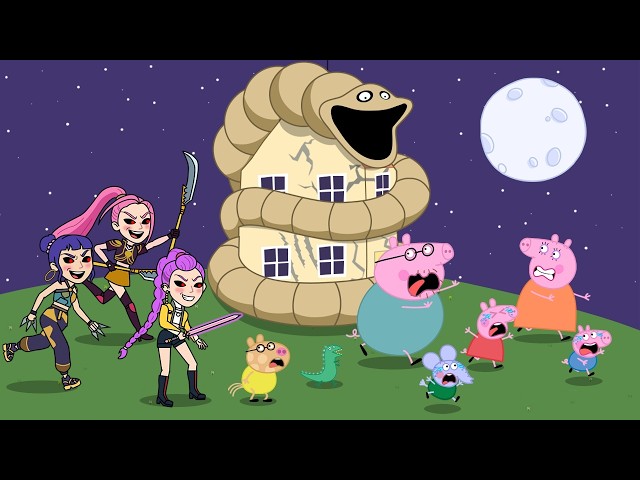 Oh No! Peppa's Family Face GIANT Hungry Worms At House!! - Peppa Parody Animation