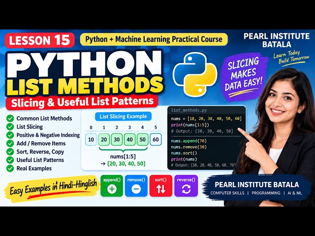 Python List Methods & Slicing 🔥 | append(), remove(), pop(), sort() | Python Lesson 15 #ai #python