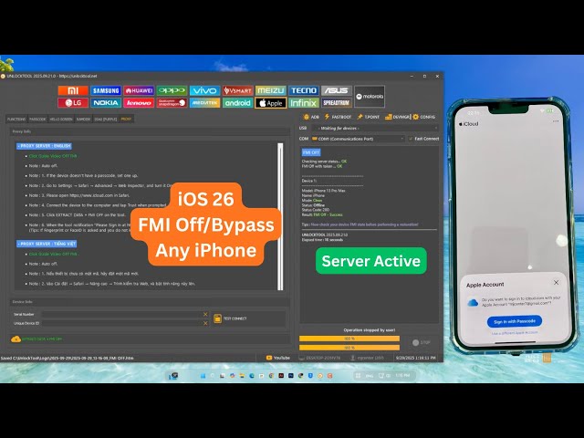 ios 26 Free iPhone FMI Open Menu Bypass by Unlocktool ( Any iPhone )