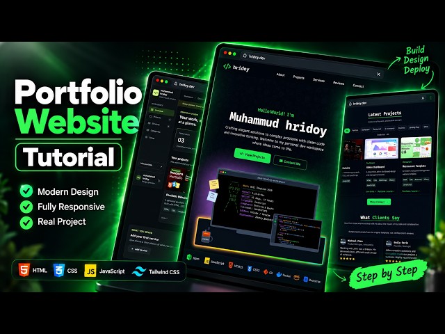 Full Stack Portfolio Website Design Using HTML CSS JavaScript & tailwind CSS With Custom Dashboard