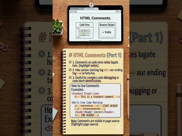 HTML Part 54 | Comment in HTML | HTML Tutorial for Beginners #html #css #shorts #education