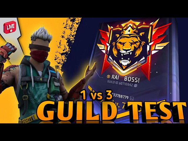 TOP 1 FREE FIRE LIVE V BADGE GUILD TESTING | GUILD TEST | GIVEAWAY REDEEM CODE FF