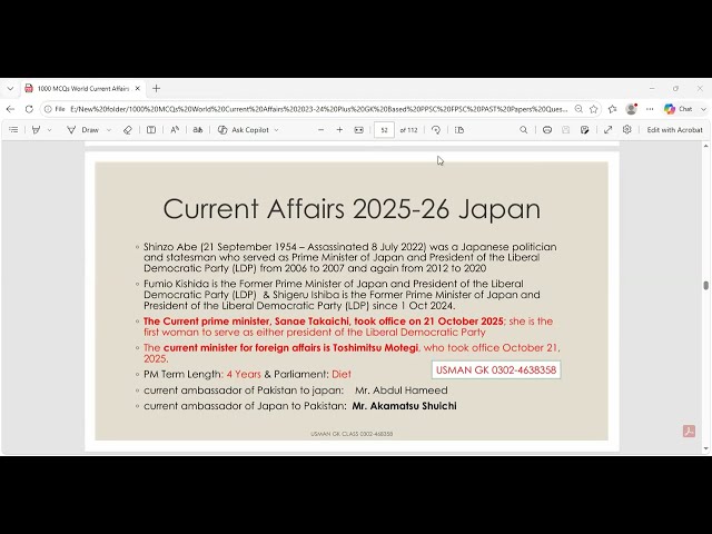 World Current Affairs 2026 PPSC FPSC test preparation CSS MPT PMS GK FIA NTS NCCIA Islamabad Police