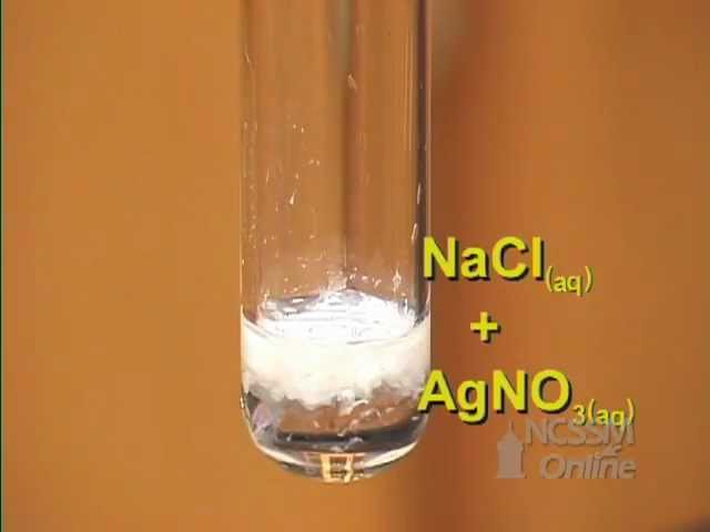 Double Displacement Reaction of AgNO3 and NaCl.