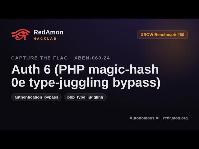 How AI Hacks a PHP Login with a Magic Hash (Type Juggling) - XBEN-060-24 | RedAmon HackLab