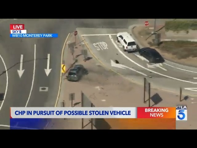SKY5 LIVE: Suspected car thief crashes after high-speed pursuit east of L.A.