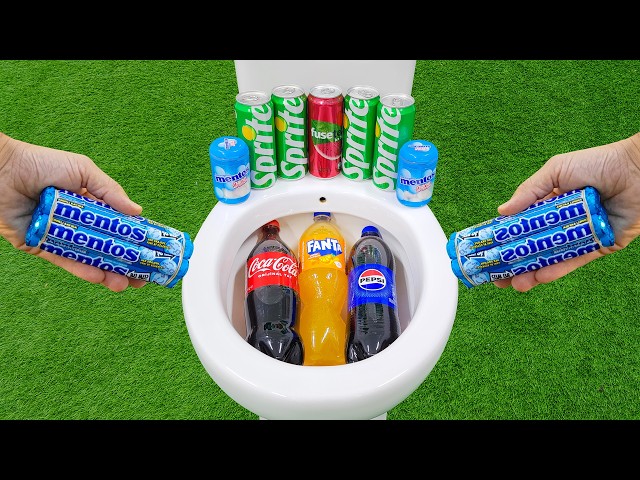 Cola Experiment !!! Fanta, Coca Cola, Pepsi VS Fuse Tea, Sprite, Sprite and Mentos in the toilet