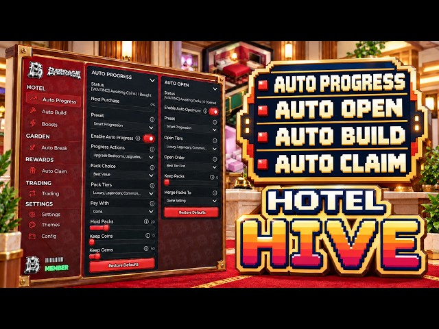 [NEW] Hotel Hive [Auto Buy!] Script [PASTEBIN] || AUTO PROGRESS, AUTO OPEN, AUTO PLACE, AUTO QUESTS!