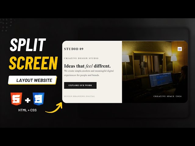 How to Create a Split Screen Layout Website Using HTML & CSS | Responsive Web Design