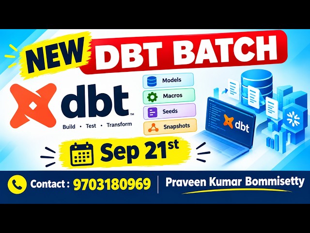 What is Data Build Tool |  DBT Demo Videos | New Batch September 21 2026