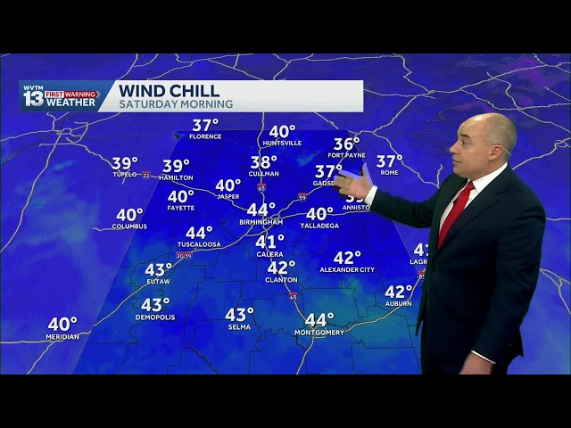 Cold Front Hits: A blast of chilly air in Alabama's weekend weather forecast, still mild next week