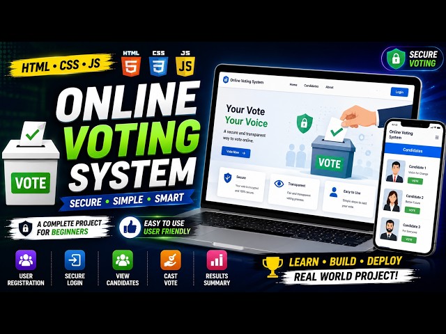 🗳️📥ONLINE VOTING SYSTEM USING HTML, CSS & JAVASCRIPT | Front-End Web Development Project