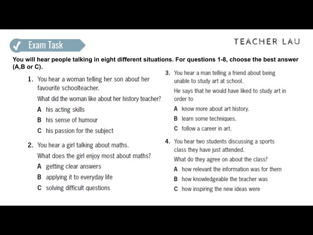 B2 Exam Booster - Listening P1 WS1