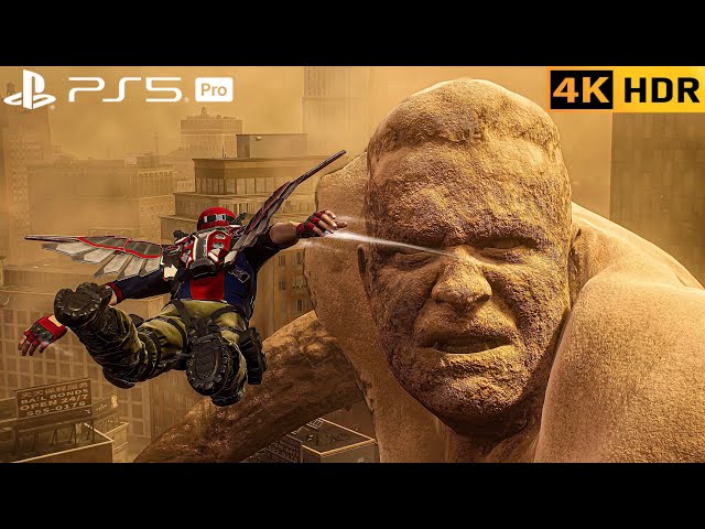 (PS5 PRO) Falcon Civil War Battle vs Sandman Boss 4K HDR Epic Fight
