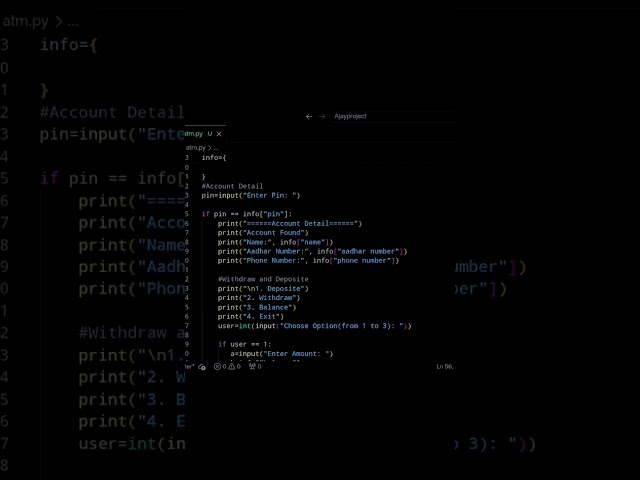 Advance ATM in python #python #pythonprogramming #coding