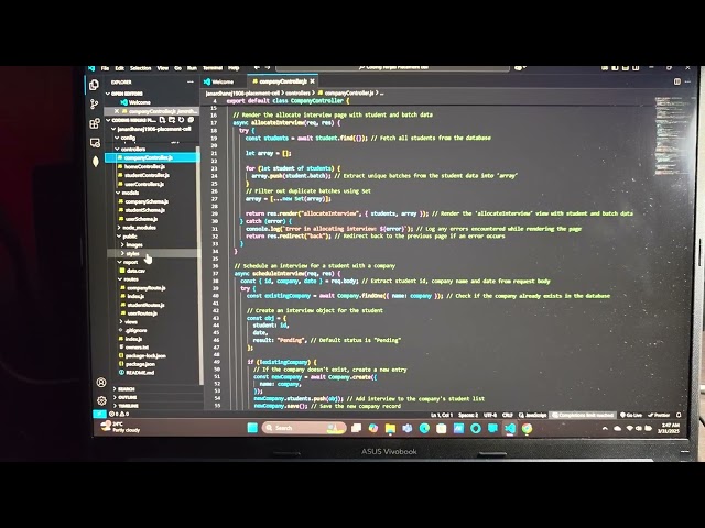 Coding Ninjas Skill test BackEnd Node.js placement cell project