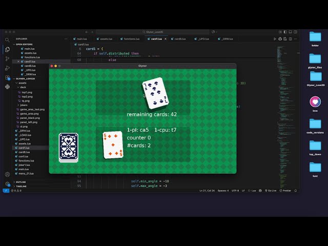 Devlog 7: Lua / Love2d - Deal, flip, drag, collect cards Love2d/Lua...