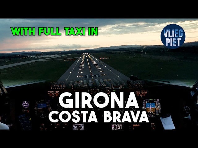 Boeing 737 sunset landing in Girona | runway 19 | cloud surfing | cockpit view