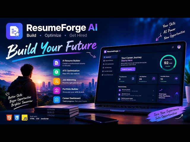 ResumeForge AI – AI-Powered Resume Builder & Career Dashboard | Full Web Development Project