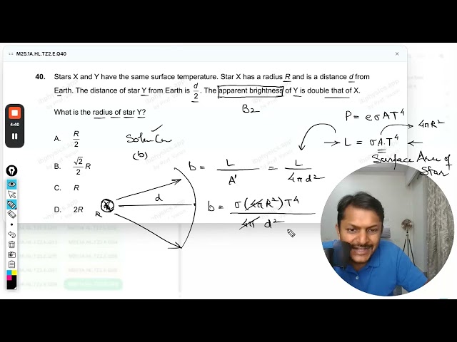 Stars X and Y have the same surface temperature. Star X has a radius R and is a distance d fromEarth