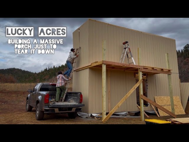 Building a Massive Porch just to Tear it Down! Siding and Roofing the Tiny House (Day 22)