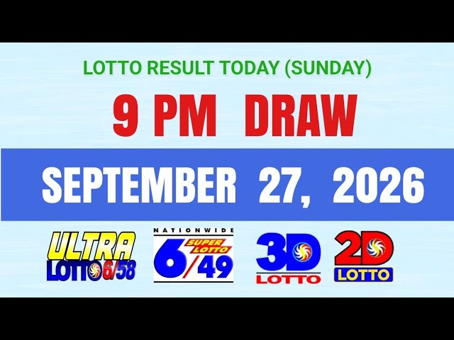 Lotto Results Today 9pm Draw September 27 2026 PCSO