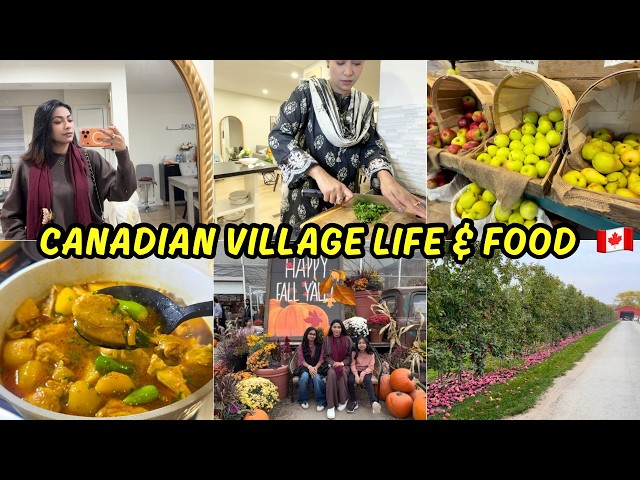 Canada ka Beautiful Village 🇨🇦🍂 Khaiton Ki Sair | Fresh Apples & Food aur Ghar ka Desi khana 