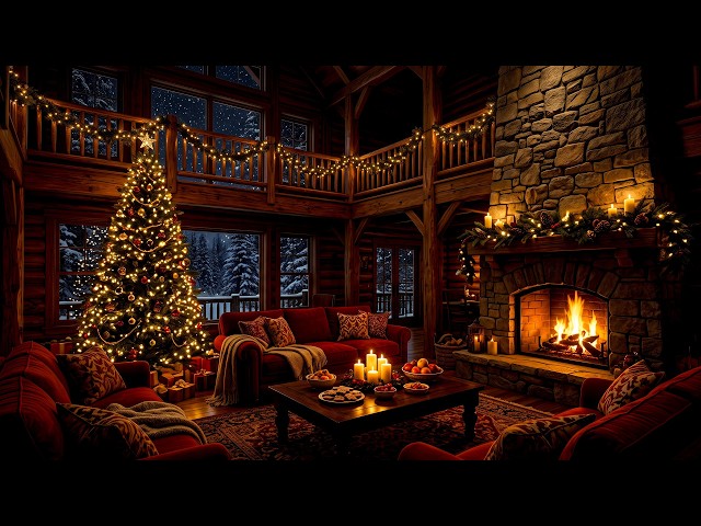 Christmas Fireplace 4K with Crackling Logs in a Cozy Cabin for Sleep, Relaxation & Stress Relief