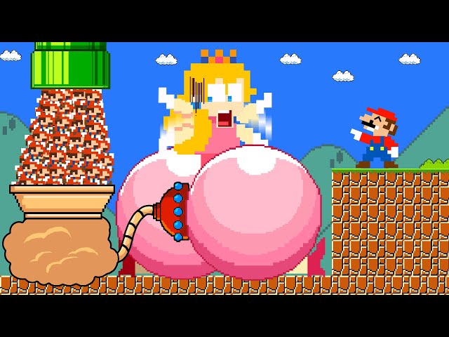 Super Mario Bros. but 999 Tiny Mario turn Peach to BIG IDEAL BUTT Maze