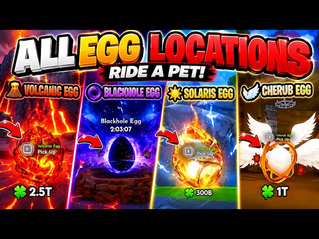 *NEW* ALL VOLCANIC, BLACKHOLE, SOLARIS & CHERUB EGG LOCATIONS in Ride A Pet!