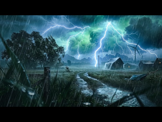Dark Thunderstorm Approaching Over Your Hometown | Calm & Sleep Instantly with Heavy Rain & Thunder