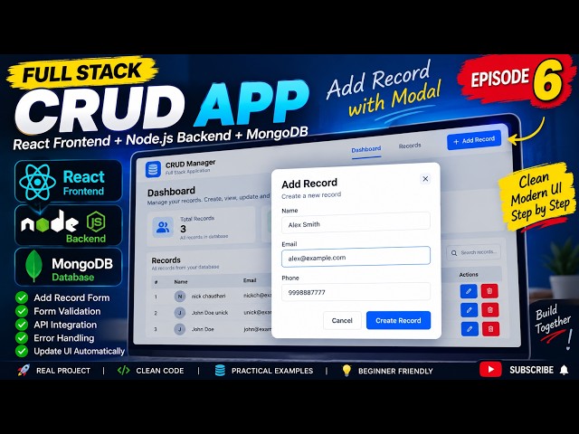 (Ep. 6) React CRUD Form | Create Records with Node.js & MongoDB