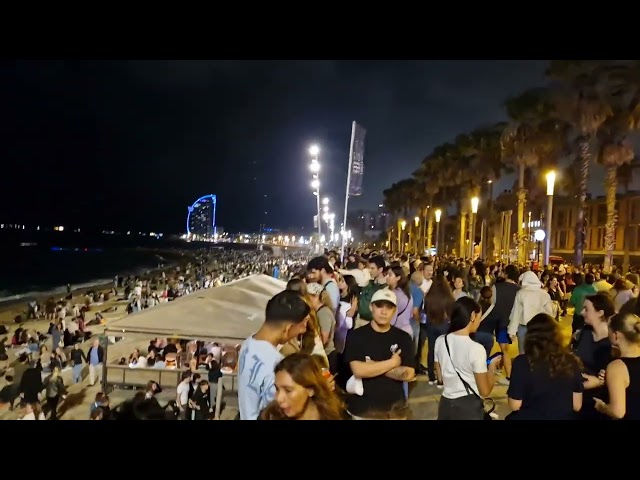 Barcelona Spain 🇪🇸 Nightlife Barceloneta Beach 2025