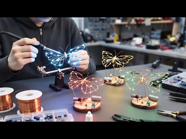 DIY Electronic Projects | How to Make a Butterfly Lamp with Flapping Wings