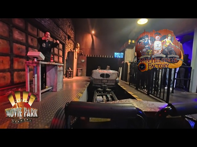 Van Helsing's Factory Roller Coaster 4K Front Seat POV - Movie Park Germany