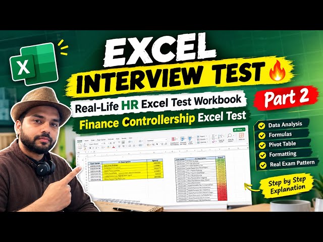 EXCEL INTERVIEW TEST 🔥 | Real-Life HR Excel Test Workbook| Finance Controllership Excel Test| Part 2