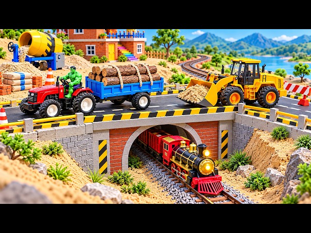 DIY Mini Tractor Builds Strong Bridge Using Brick With Railway Tunnel | Science Project