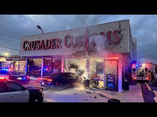 DRUNK DRIVER CRASHED INTO THE SHOP HE FELL ASLEEP BEHIND THE WHEEL 