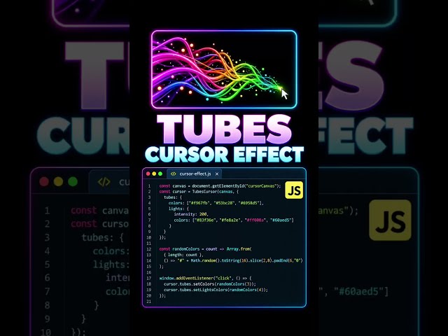 Tubes Cursor Effect 🔥 Using HTML CSS & JavaScript #shorts #coding #python #javascript