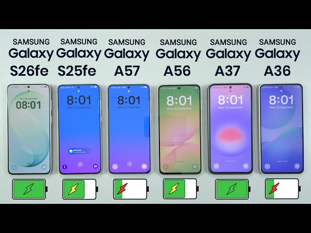 Samsung S26fe vs S25fe vs A57 vs A56 vs A37 vs A36 Battery Test | Battery Drain Test