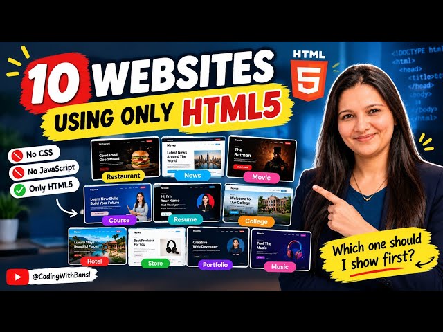 10 Websites Using ONLY HTML5 🔥 | HTML5 Projects for Beginners | Source Code