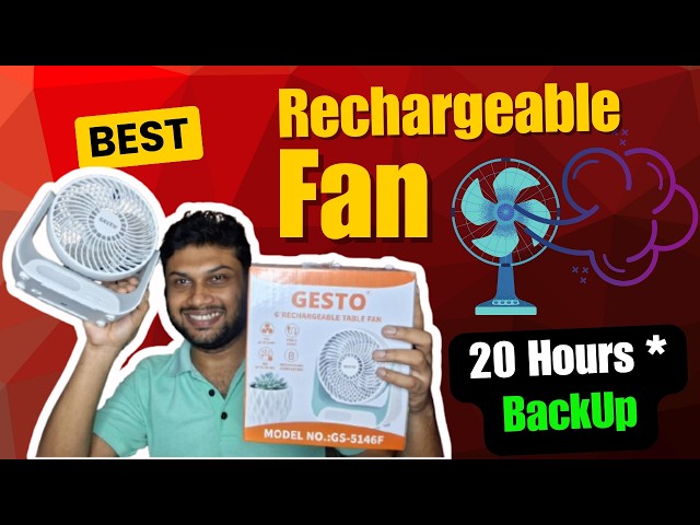 Gesto Rechargeable Table Fan Unboxing & Review | Portable USB Fan with LED Light | 2400mAh Battery
