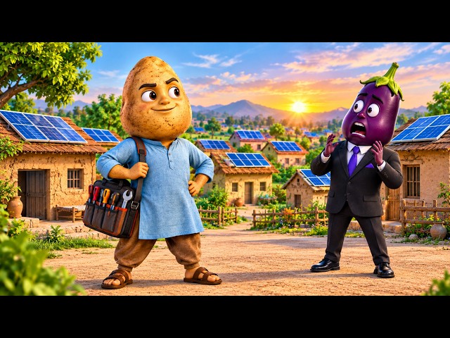 Poor Aloo Lit Up the Entire Village Left Without Power! 😱☀️ | #vegetablestory