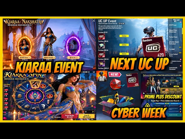 🔥KIARAA NAKSHATRA LUCKY SPIN AND EVENT l NEXT CYBER WEEK AND UC UP EVENT IN BGMI