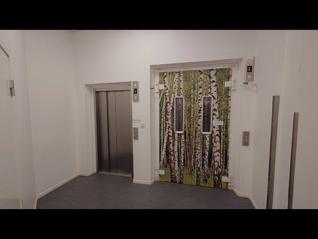 Rare combo! 2012 KONE "Ecomods" Hydraulic 1960 Elevators @ St. Per Gallerian, Uppsala, Sweden!