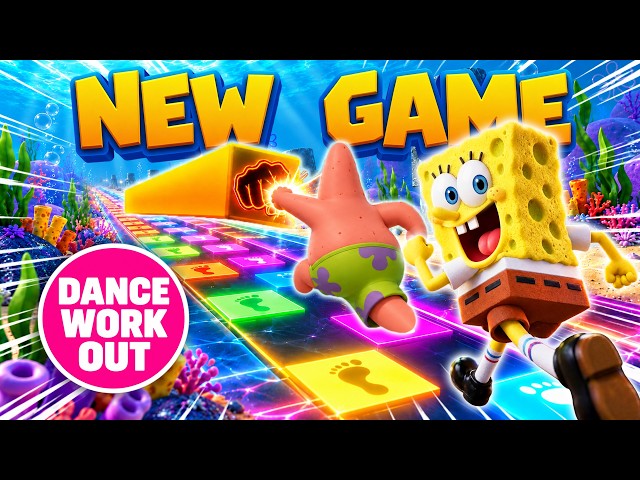 4K Immersive Interactive Warm-up | 🧽 SpongeBob Dance Workout🕺 🍍 | Viral Challenge | Brain Break