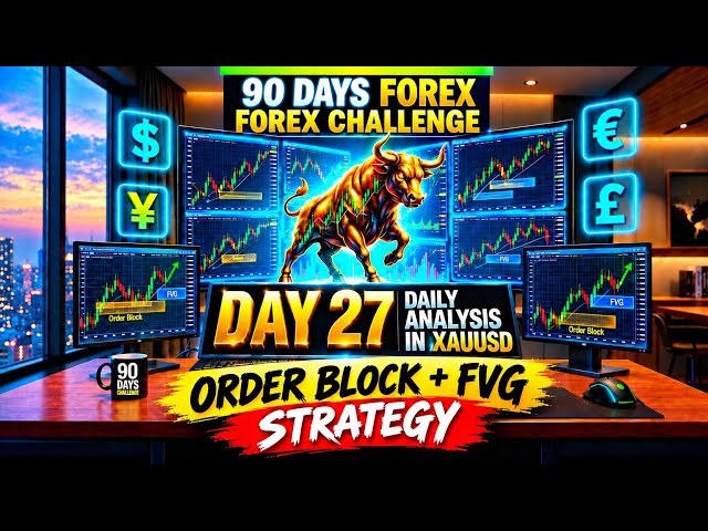 DAY 27 | 90 Days Forex Challenge 🚀 | Order Block + FVG Strategy | Daily XAUUSD Analysis 📊