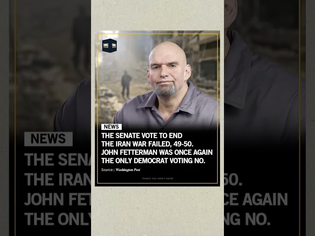 Senate Vote on Iran Powers Fails 49-50: Fetterman Sole Democrat Voting No!