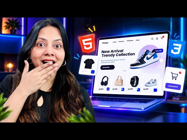 Build a Complete Responsive E-Commerce Website using HTML CSS JavaScript | DesignWithRehana