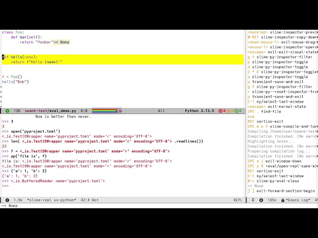 EmacsConf 2025: Swanky Python: Interactive development for Python - Scott Zimmermann (he/him)